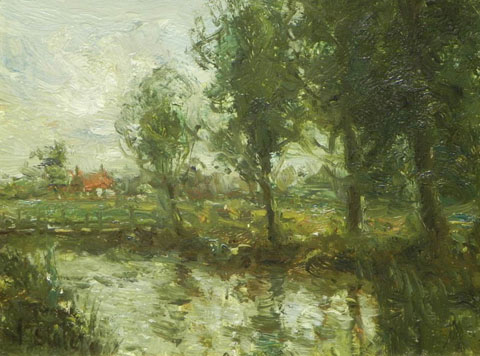 Impressionist River Landscape