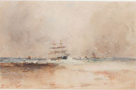 A Brig aground on Long sands