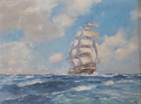 A Tall Ship at Sea