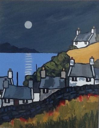 Cottages near the bay evening