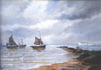 Fishing boats off the coast