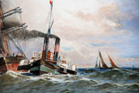 A Paddle Tug towing a Sailing ship